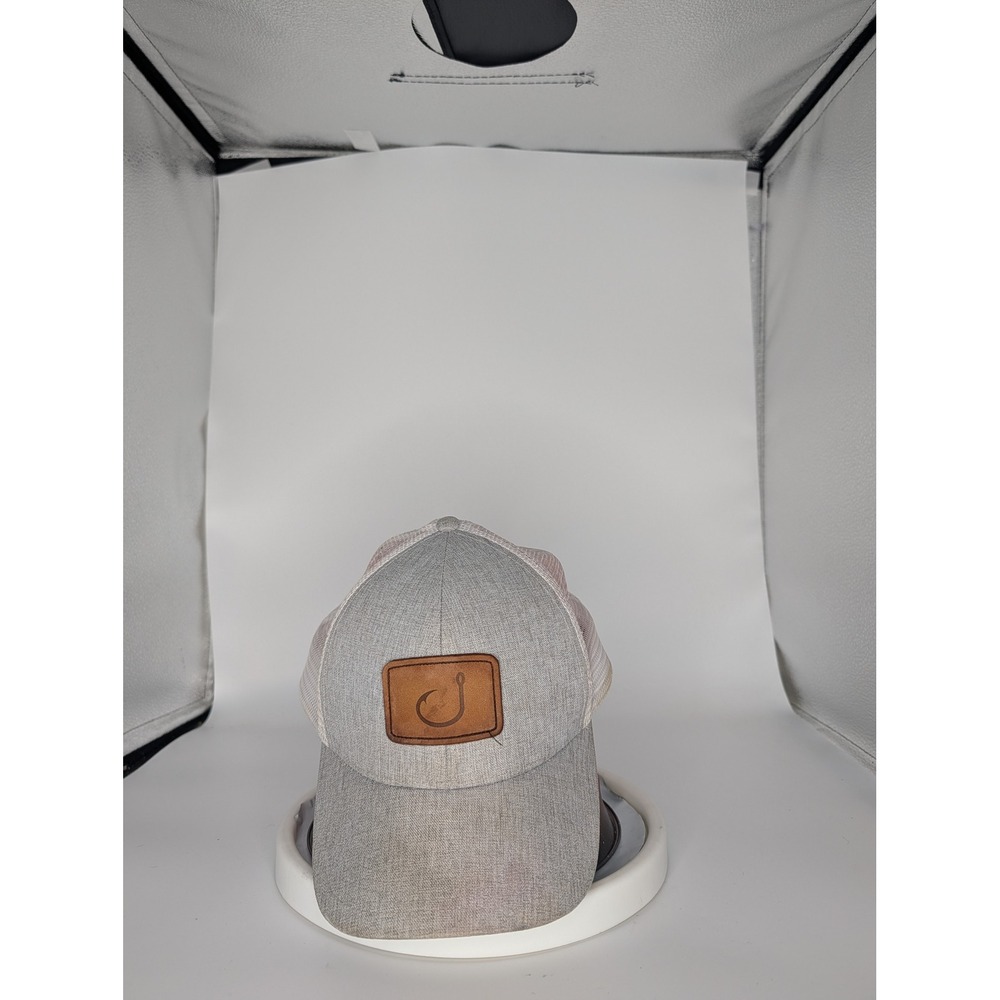Avid Sportswear Trucker Hat Gray White Mesh Fish Hook Patch Snapback Cap
